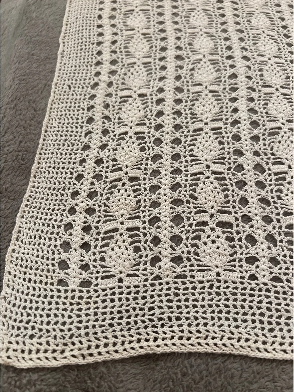 Handmade Crochet Square Doily Table Cover in Cream